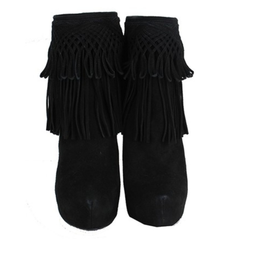CHRISTIAN DIOR Black FRINGE Stiletto Platform Boots 40 new - Picture 4 of 5
